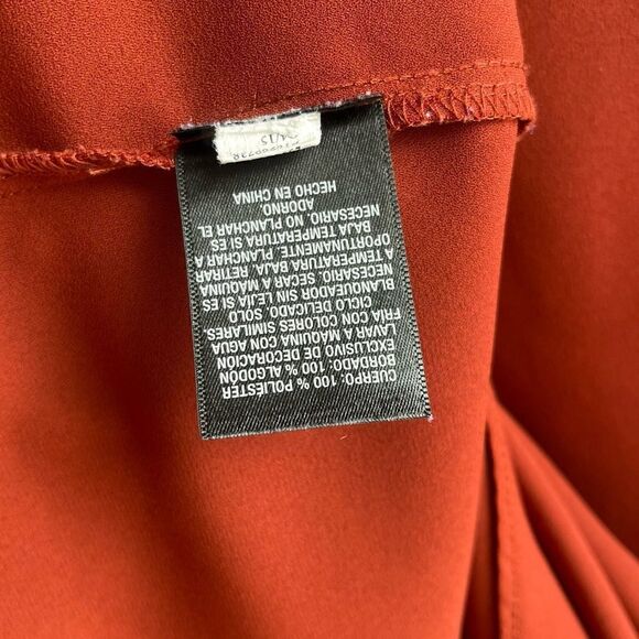 Mossimo Supply Co.Brown embroidery Ruffle sleeves shiny silky top Size S - Picture 6 of 8